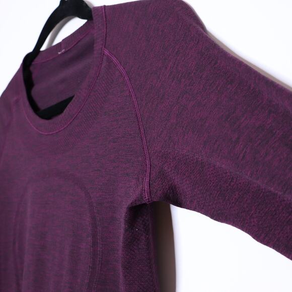 LULULEMON Swiftly Tech Long Sleeve Crew Plum Black Stretch Active Women's 6 - Picture 11 of 15